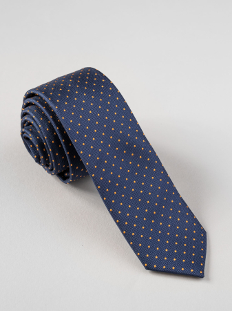 Cravata bleumarin cu picouri galbene ingusta [0]