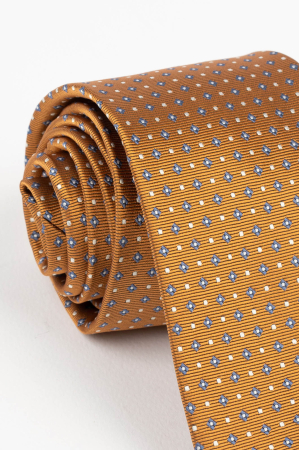 Cravata coniac cu imprimeu geometric albastru [1]