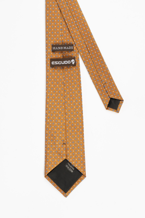 Cravata coniac cu imprimeu geometric albastru [2]