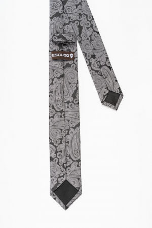 Cravata ingusta neagra cu model paisley gri [2]