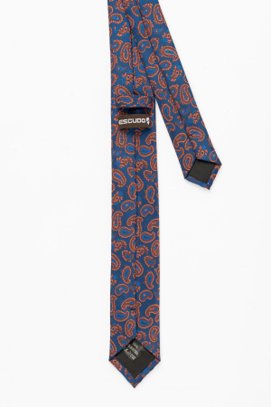 Cravata ingusta albastra cu model caramiziu [1]