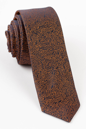 Cravata ingusta bleumarin cu imprimeu caramiziu [0]