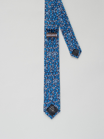 Cravata ingusta cu flori bleumarin cu albastru [2]