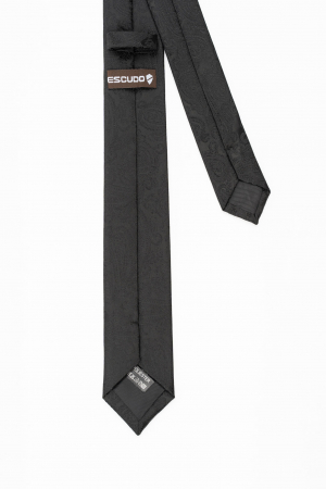 Cravata ingusta neagra cu imprimeu paisley negru [2]
