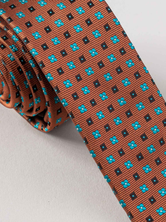 Cravata ingusta maro cu picouri turcoaz [1]