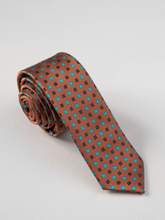 Cravata ingusta maro cu picouri turcoaz [0]