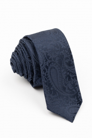 CRAVATE - Cravata ingusta bleumarin cu imprimeu paisley bleumarin