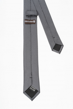 Cravata ingusta neagra cu insertie geometrica gri [2]