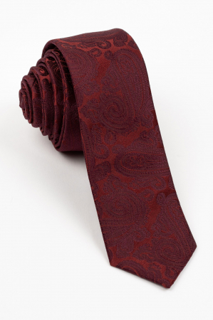 ACCESORII - Cravata ingusta visinie cu paisley bordo
