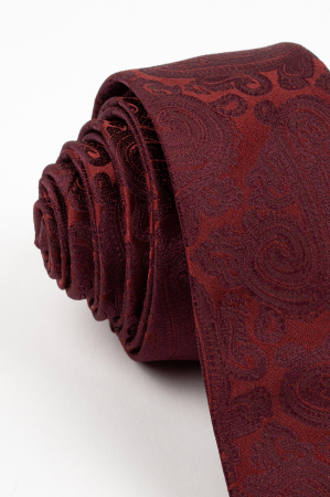 ACCESORII - Cravata ingusta visinie cu paisley bordo