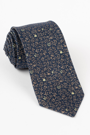 Cravata matase bleumarin cu imprimeu floral [0]
