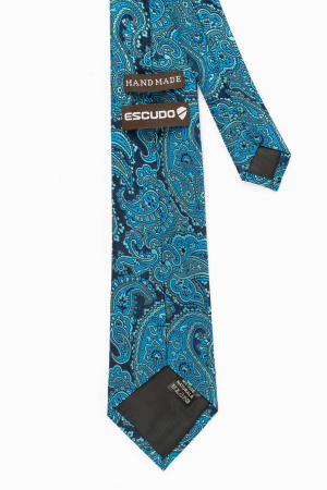 Cravata matase bleumarin cu imprimeu paisley turcoaz [1]