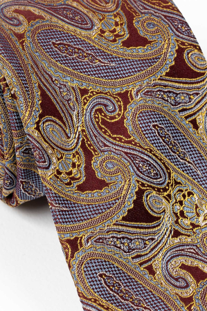 Cravata matase maro cu imprimeu floral galben [1]