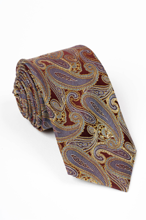 Cravata matase maro cu imprimeu floral galben [0]