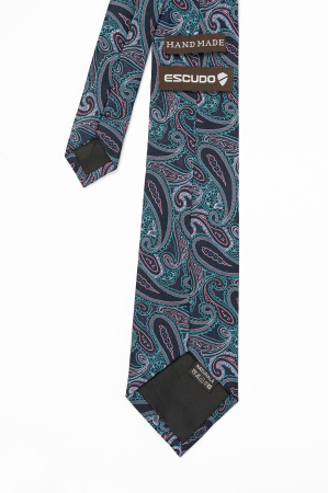 Cravata matase naturala cu imprimeuri turcoaz si roz [1]