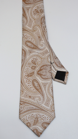 ACCESORII - Cravată mătase naturală  cu model paisley ivory și auriu