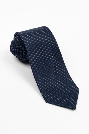 CRAVATE - Cravata matase naturala navy cu insertie alba