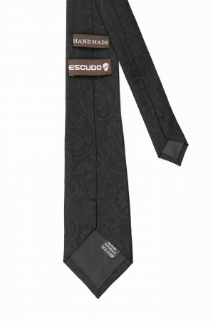 Cravata matase naturala neagra cu imprimeu paisley negru [2]