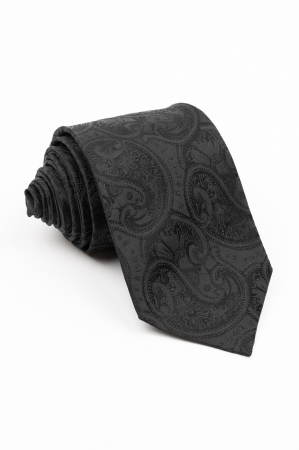 CRAVATE - Cravata matase naturala neagra cu imprimeu paisley negru