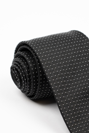 CRAVATE - Cravata matase naturala neagra cu insertie alba