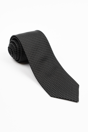 CRAVATE - Cravata matase naturala neagra cu insertie alba