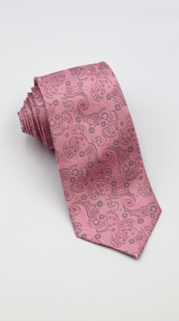 CRAVATE - Cravata mătase naturală roz pudrat cu accente gri-argintii