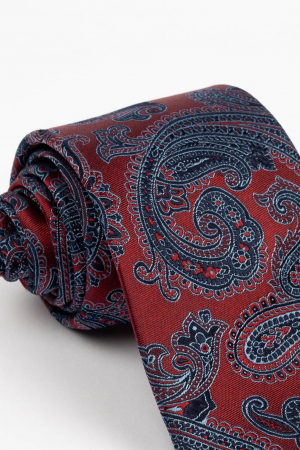 Cravata matase naturala visinie cu model paisley bleu si bleumarin [1]