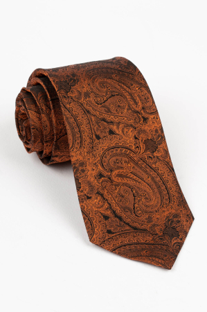 Cravata matase neagra cu imprimeu  caramiziu [0]