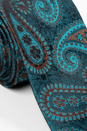 Cravata matase tesuta verde cu maro [2]