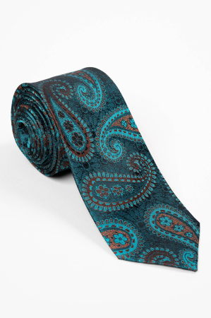 Cravata matase tesuta verde cu maro [0]