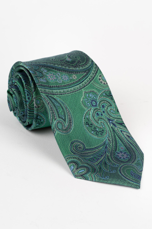 Cravata matase verde cu model floral bleumarin [0]