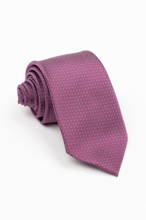 CRAVATE - Cravata fucsia cu insertie geometrica bleu si roz