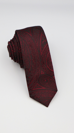 ACCESORII - Cravată neagră cu model paisley bordo
