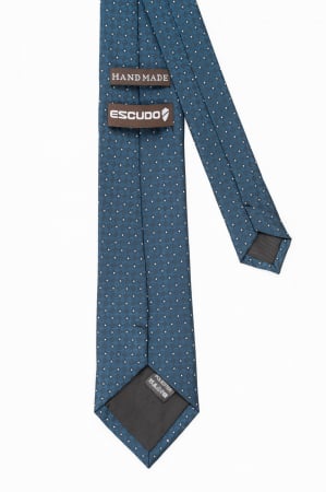 Cravata neagra cu imprimeu geometric bleumarin si alb [2]