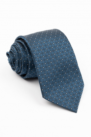 CRAVATE - Cravata neagra cu imprimeu geometric bleumarin si alb