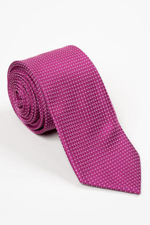 Cravata roz cu picouri tesute albe [0]