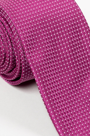 Cravata roz cu picouri tesute albe [1]