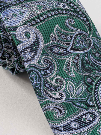 Cravata verde matase naturala tesuta [2]