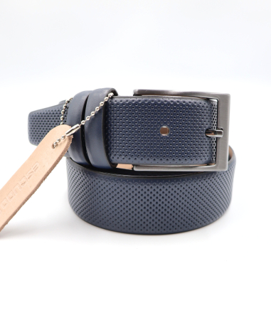 ACCESORII - Curea piele naturala bleumarin pepit PRIME