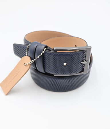 ACCESORII - Curea piele naturala bleumarin pepit PRIME
