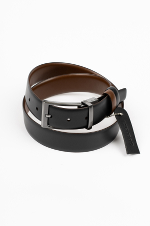 CURELE - Curea piele naturală negru-maro deschis REVERSIBILA