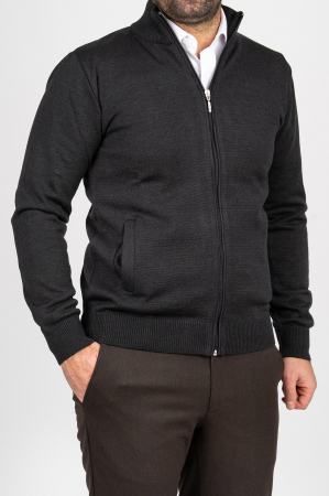 Jacheta cu fermoar barbati gri-inchis slim fit [0]