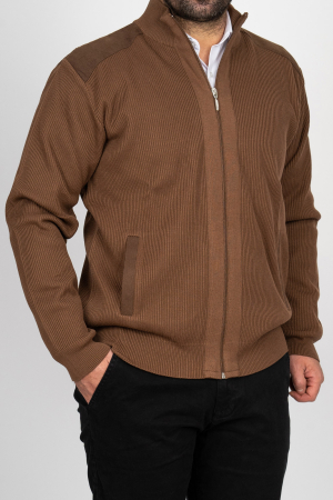 Jacheta cu fermoar barbati maro regular fit