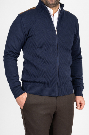 Jacheta slim fit bleumarin cu fermoar