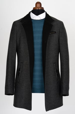 PALTOANE - Palton barbati slim fit gri antracit