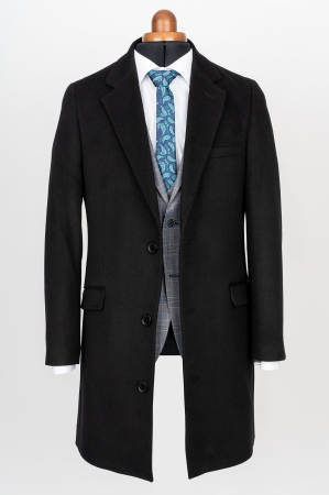 IMBRACAMINTE BARBATI - Palton negru slim fit  cu lana
