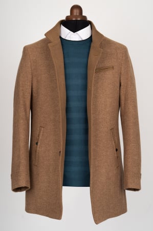 PALTOANE - Palton barbati slim fit camel