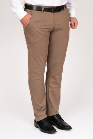 PANTALONI SLIM CASUAL (BUMBAC) - Pantaloni barbati chino bej-pepit