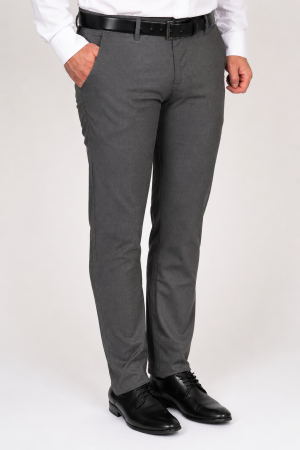 PANTALONI REGULAR CASUAL (BUMBAC) - Pantaloni barbati chino regular fit gri antracit-pepit