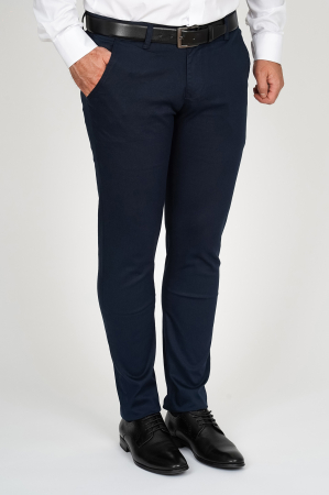 PANTALONI REGULAR CASUAL (BUMBAC) - Pantaloni barbati chino regular fit navy